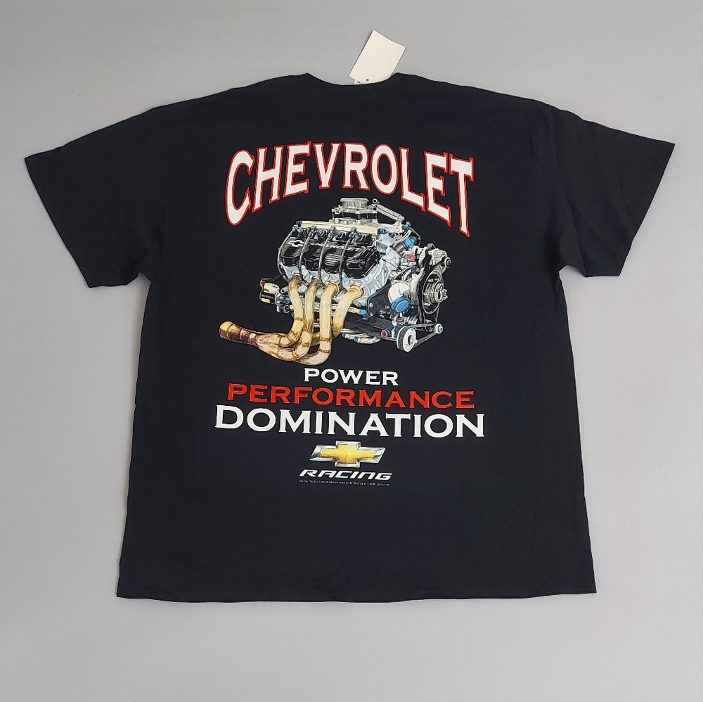 New Chevrolet Racing Shirt Size 2XL Black Short Sleeve Chevy Logo Tee